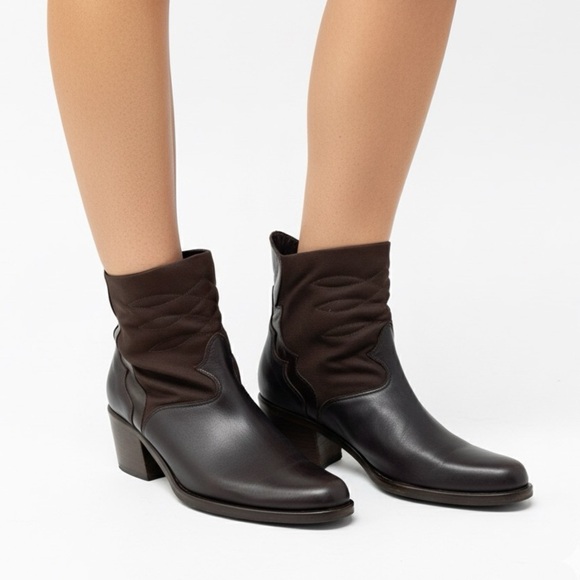 Arnold Churgin Shoes - Vintage Arnold Churgin Dark Brown Leather Western Ankle Boots Size 5.5/ 35.5